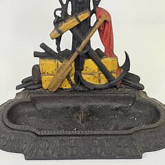 Antique Polychrome Cast Iron Figural Sailor Nautical Maritime Umbrella Stand, circa 1920s