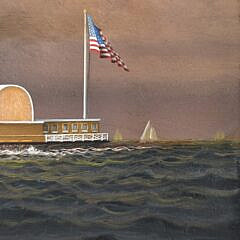 George Nemethy Oil on Board, “American Paddle Wheeler”, Painting