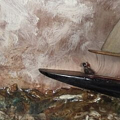 Vintage Carved and Painted Nautical Maritime Ships Shadowbox Diorama, circa 1936