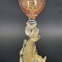 Pair of Antique Venetian Murano Glass Figural Hand Blown Dolphin Candlesticks