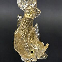 Pair of Antique Venetian Murano Glass Figural Hand Blown Dolphin Candlesticks