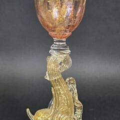 Pair of Antique Venetian Murano Glass Figural Hand Blown Dolphin Candlesticks