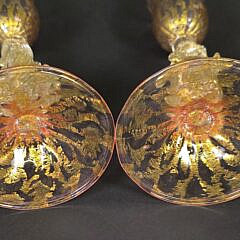 Pair of Antique Venetian Murano Glass Figural Hand Blown Dolphin Candlesticks
