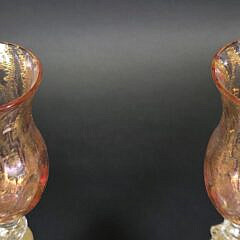 Pair of Antique Venetian Murano Glass Figural Hand Blown Dolphin Candlesticks