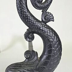 Pair of Antique Bradley and Hubbard Figural Cast Iron Dolphin Andirons, circa 1920