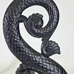 Pair of Antique Bradley and Hubbard Figural Cast Iron Dolphin Andirons, circa 1920