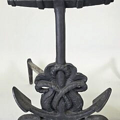 Pair of Antique Figural Cast Iron Anchor and Dolphin Andirons, circa 1920s 