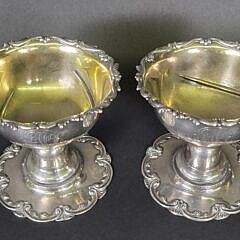 Pair Scarce John Macy Nantucket Gorham Sterling Silver Citrus Cups, 19th century