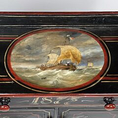 Vintage Antique Style Nautical Maritime Painted Chest of Drawers, Ships Charts Logs 1875