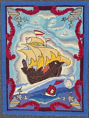 4907-955 Ship Hooked Rug A