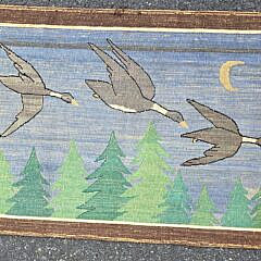  Vintage Labeled Pictorial Hooked Grenfell Mat, 20th century