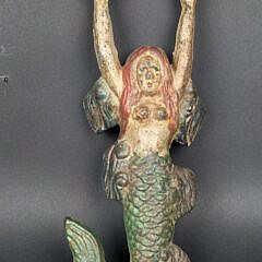 Scarce Antique Cast Iron Figural Mermaid Bootjack Doorstop, circa 1920