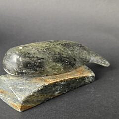 Vintage Inuit Carved Figural Soapstone Whale Sculpture Figurine, 20th century