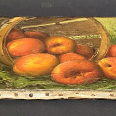 Levi Wells Prentice Oil on Canvas, “Overturned Basket of Peaches”, Still Life Painting