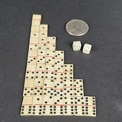 Complete Set of Sailor Made Miniature Antique Whalebone Dominoes, 19th Century