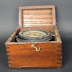 Antique American Perko Boxed Gimbaled Nautical Ships Compass, 19th century