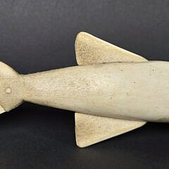 Vintage Inuit Carved Whalebone Northern Pike Sculpture Figurine