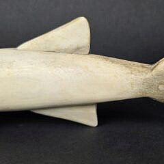 Vintage Inuit Carved Whalebone Northern Pike Sculpture Figurine
