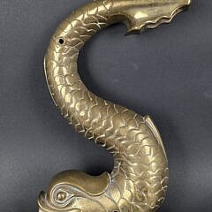 Pair of Extraordinary Antique Solid Bronze Figural Dolphin Yacht Rope Pulls, circa 1920s