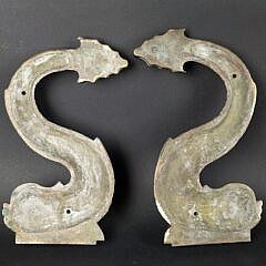 Pair of Extraordinary Antique Solid Bronze Figural Dolphin Yacht Rope Pulls, circa 1920s