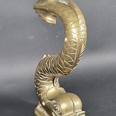 Pair of Extraordinary Antique Solid Bronze Figural Dolphin Yacht Rope Pulls, circa 1920s