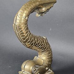 Pair of Extraordinary Antique Solid Bronze Figural Dolphin Yacht Rope Pulls, circa 1920s