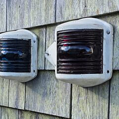 Pair of Vintage Port and Starboard Tear Drop Ships Bow Lights, 20th century