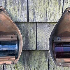 Pair of Vintage Port and Starboard Tear Drop Ships Bow Lights, 20th century