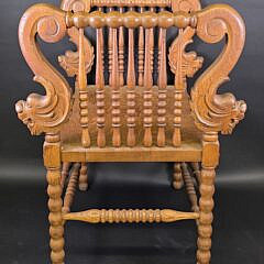 Antique English Oak Carved Figural Dolphin Window Bench, 19th century
