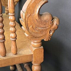 Antique English Oak Carved Figural Dolphin Window Bench, 19th century
