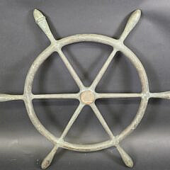 Antique Six Spoke Solid Brass Yacht Ships Steering Wheel, circa 1920s