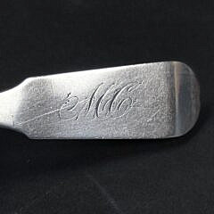 Set of Four Antique Nantucket “Easton and Sanford” Coin Silver Teaspoons, 19th century