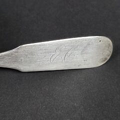 Set of Four Antique Nantucket “Easton and Sanford” Coin Silver Teaspoons, 19th century