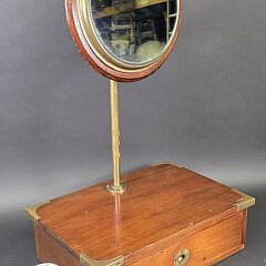 Antique Anglo Indian Brass Bound Campaign Gentleman’s Shaving Mirror, 19th century
