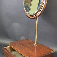 Antique Anglo Indian Brass Bound Campaign Gentleman’s Shaving Mirror, 19th century