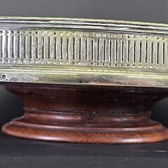 Extraordinary Antique English Oak and Silver Gallery Lazy Susan Serving Tray, 19th century