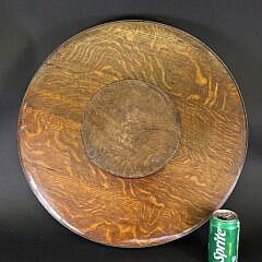 Extraordinary Antique English Oak and Silver Gallery Lazy Susan Serving Tray, 19th century
