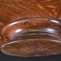 Extraordinary Antique English Oak and Silver Gallery Lazy Susan Serving Tray, 19th century