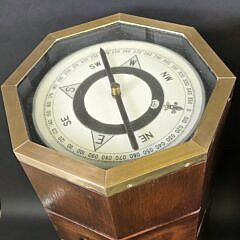 Pair of Brass Bound Octagonal Campaign Style Nautical Compass End Tables, 20th century
