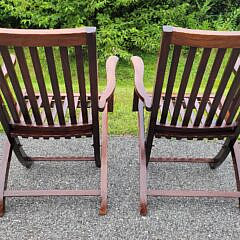 Pair of Vintage Nautical Rosewood Naval Folding Deck Chairs, 20th century