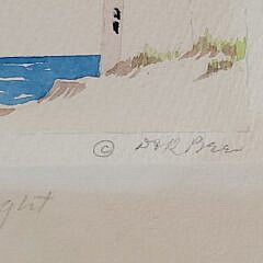 Scarce Doris and Richard Beer Nantucket Watercolor on Paper “Great Point Light”