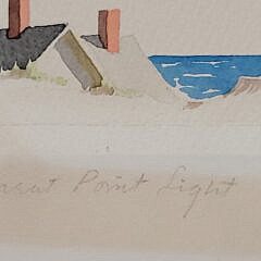Scarce Doris and Richard Beer Nantucket Watercolor on Paper “Great Point Light”