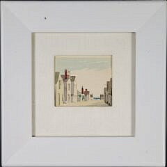 Scarce Doris and Richard Beer Miniature Nantucket Watercolor “Old North Wharf