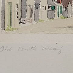 Scarce Doris and Richard Beer Miniature Nantucket Watercolor “Old North Wharf