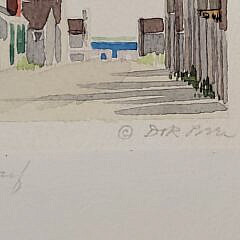 Scarce Doris and Richard Beer Miniature Nantucket Watercolor “Old North Wharf