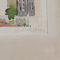 Scarce Doris and Richard Beer Miniature Nantucket Watercolor “Union Street”