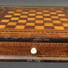 Antique American Multiwood Inlaid Double Sided Gameboard, 19th century