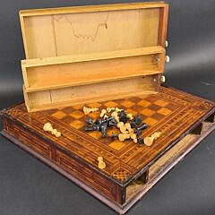 Antique American Multiwood Inlaid Double Sided Gameboard, 19th century