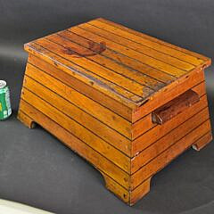 Vintage Wooden Boat Deck Lift Top Storage Box Step Stool, 20th century