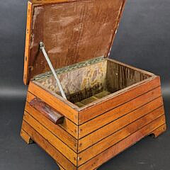 Vintage Wooden Boat Deck Lift Top Storage Box Step Stool, 20th century